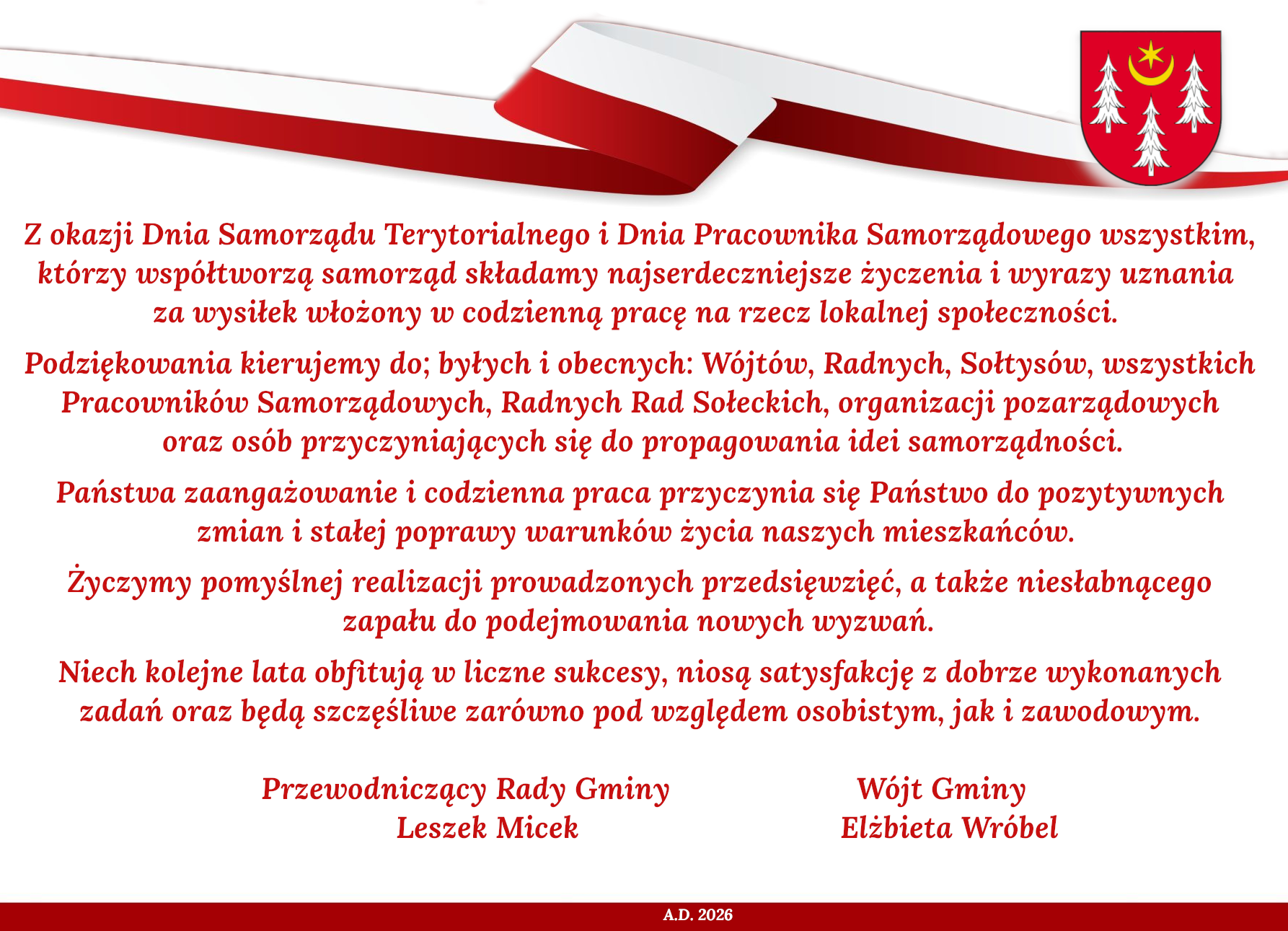Życzenia z okazji Dnia Samorządu Terytorialnego